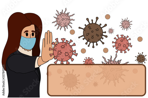 Victory over the virus. Vaccine against the covid-19 coronavirus. People are fighting a pandemic. The virus will not pass. Protect from viruses and infections. Flat Cartoon Vector Illustration.