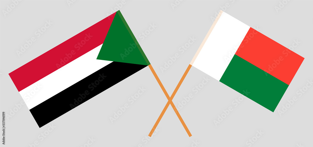 Crossed flags of Madagascar and Sudan Crossed flags of Madagascar and Sudan