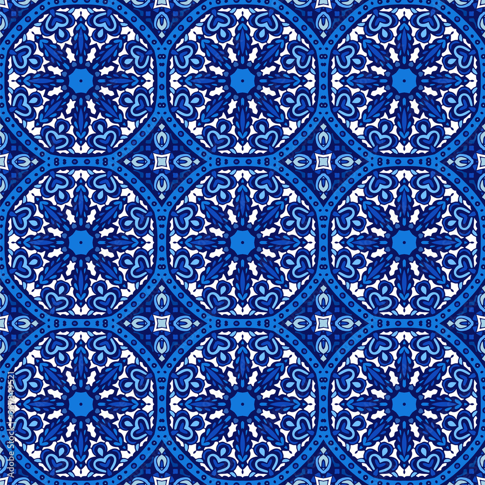 Seamless vector pattern mandala ornament. Vintage decorative tiled design