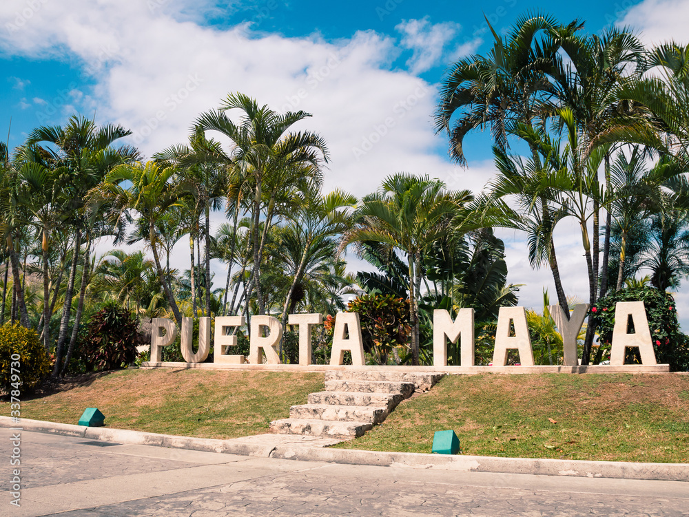 Cozumel sign near cruise ship port at Cozumel, Mexico