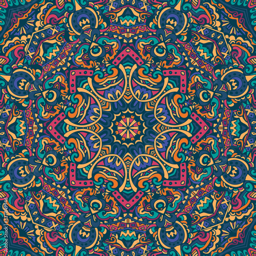 Abstract festive colorful mandala vector ethnic tribal pattern