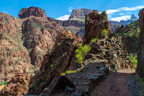 View of Zoroaster Temple on The River Trail Above The Colorado River, Grand Canyon National Park, Arizona, USA