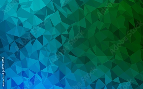 Dark Blue, Green vector polygon abstract backdrop. Colorful illustration in Origami style with gradient. Brand new style for your business design.