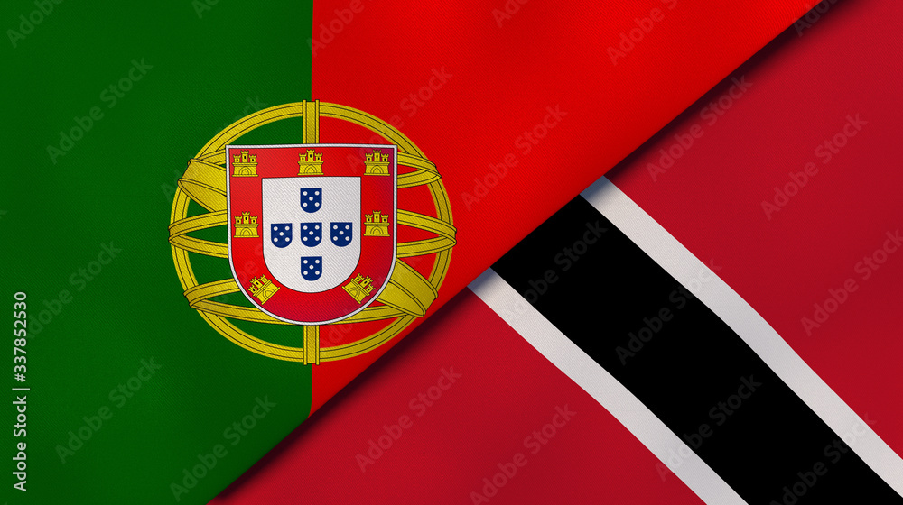 The flags of Portugal and Trinidad and Tobago. News, reportage, business background. 3d illustration The flags of Portugal and Trinidad and Tobago. News, reportage, business background. 3d illustration