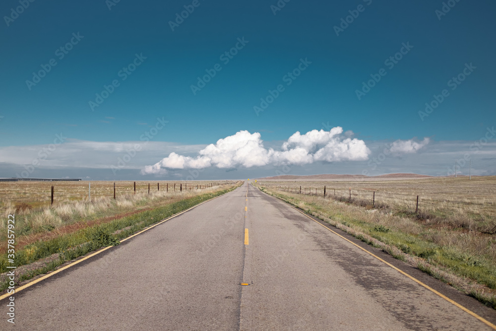 Fototapeta premium Road passing through dry fields