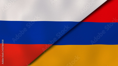 Free Download The flags of Russia and Armenia. News, reportage, business background. 3d illustration - GFXLoad