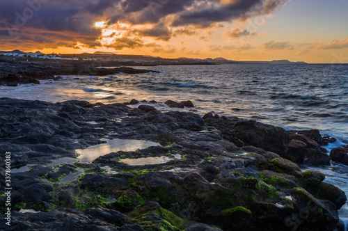 Sunset time at  Playa de la Tejita. Tenerife, Spain © Kushch Dmitry