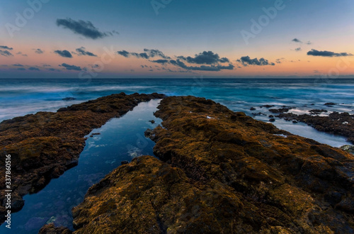 Sunset time at Playa de la Tejita. Tenerife, Spain