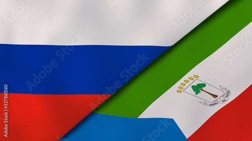 The flags of Russia and Equatorial Guinea. News, reportage, business background. 3d illustration photo