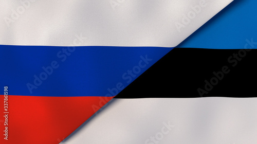 Photography The flags of Russia and Estonia