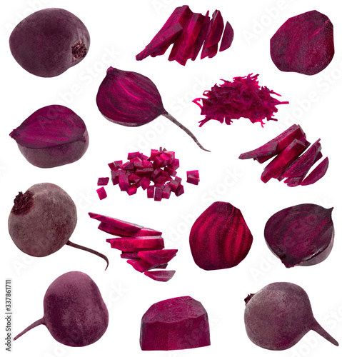 Isolated set of Beet on white background bright