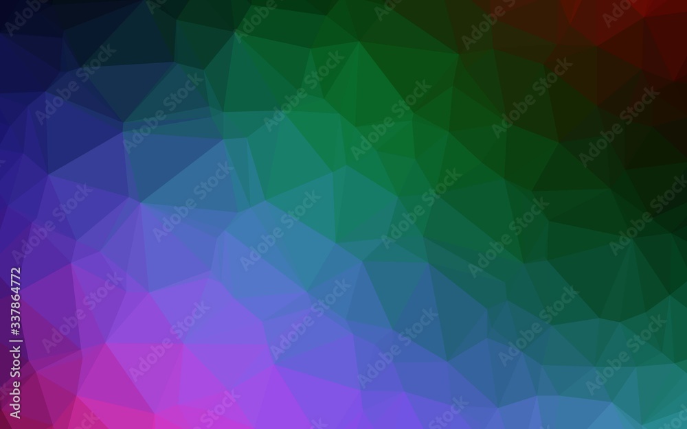 Fototapeta premium Dark Multicolor, Rainbow vector shining triangular pattern. Glitter abstract illustration with an elegant design. Polygonal design for your web site.