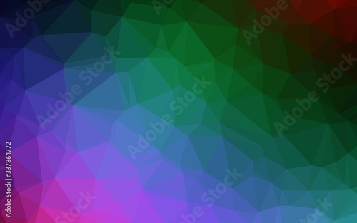 Dark Multicolor  Rainbow vector shining triangular pattern. Glitter abstract illustration with an elegant design. Polygonal design for your web site.