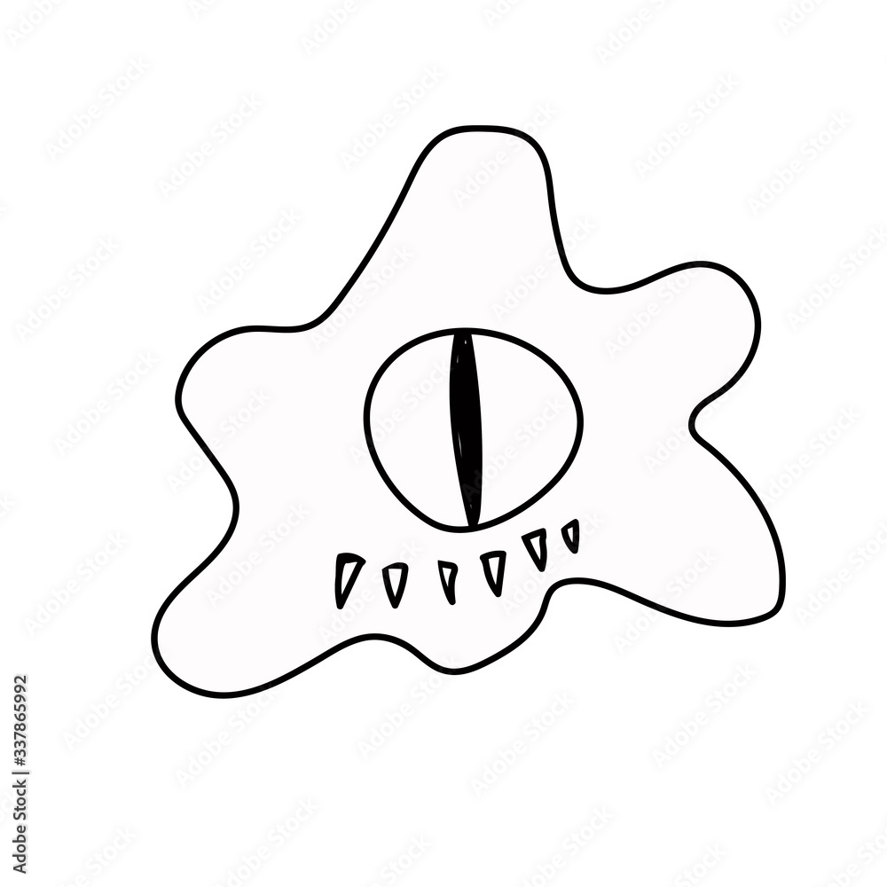 Doodle style microbe. The picture is hand drawn.Evil virus or bacteria. Vector illustration sketch.