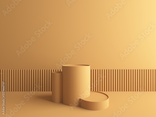 3d render of modern abstract cylinder proportion in rarth tone background photo