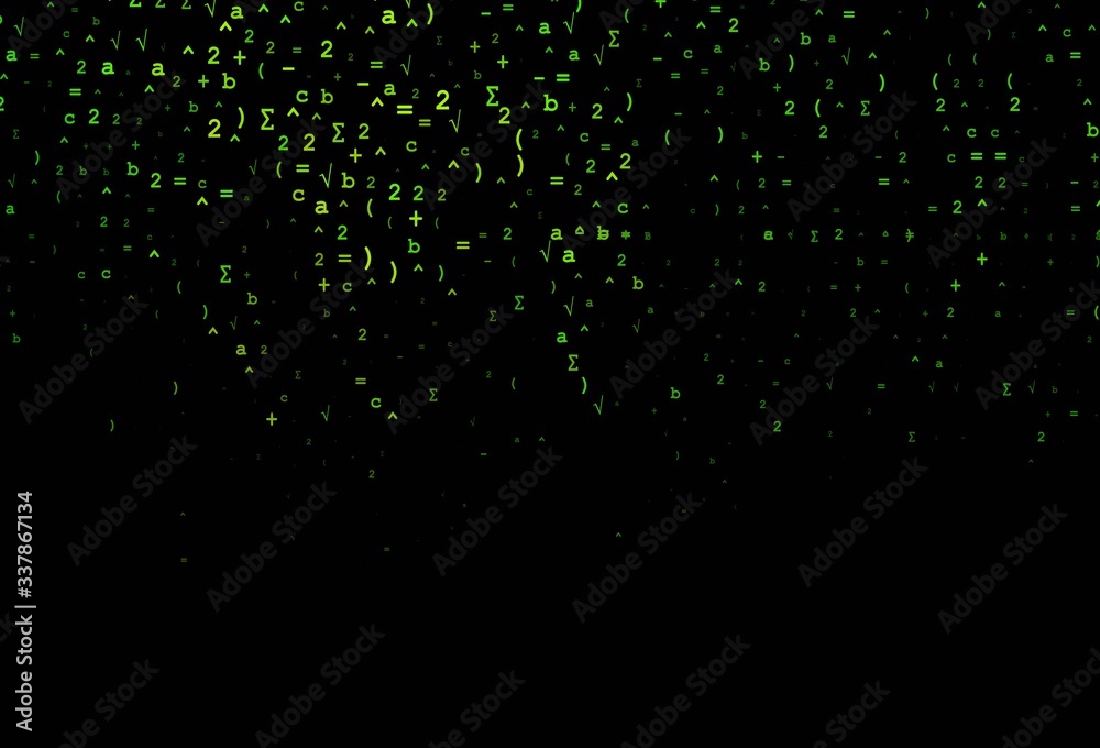 Dark Green vector pattern with arithmetic signs. Dark Green vector pattern with arithmetic signs.
