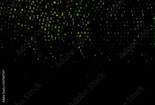 Dark Green vector pattern with arithmetic signs.