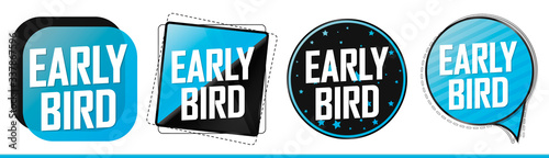 Set Early Bird Sale banners, discount tags design template, vector illustration