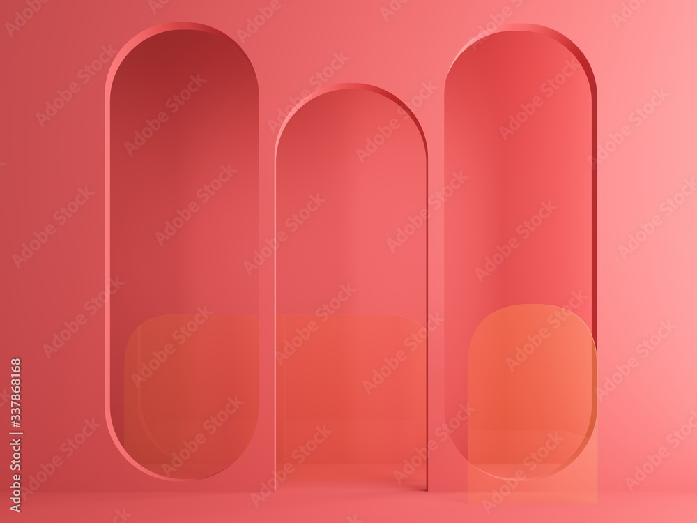 3d render of modern abstract arch in pink background 3d render of modern abstract arch in pink background