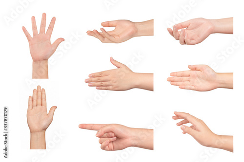 Set of Woman hand gestures isolated