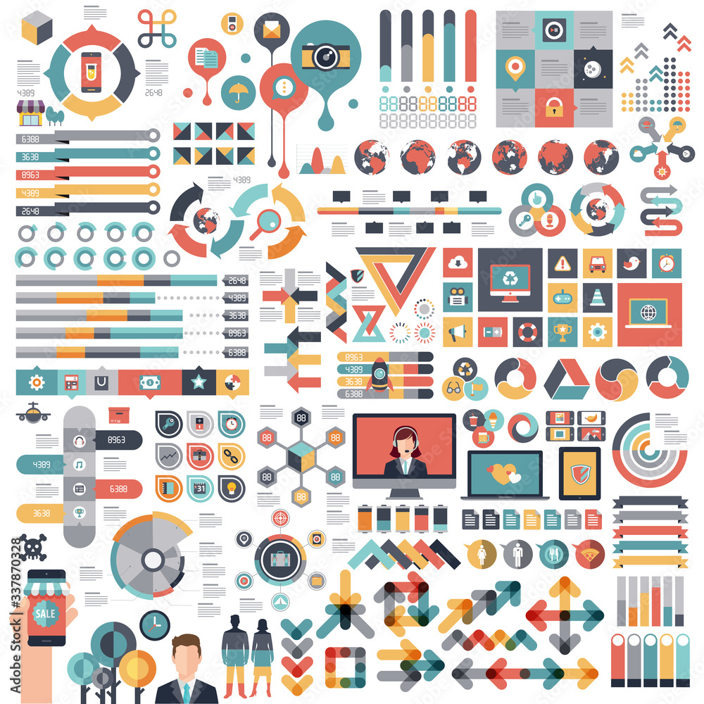 Grupo de Elementos Infográficos y Tecnológicos en formato Vectorial