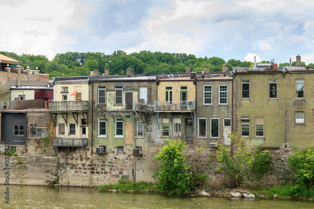 Old houses along the Grand River in Paris, Ontario, Canada Old houses along the Grand River in Paris, Ontario, Canada