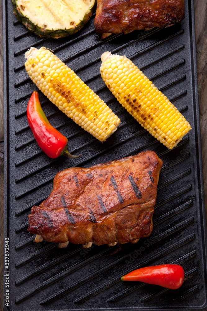 Grilled Pork Ribs On Griddle Grilled Pork Ribs On Griddle