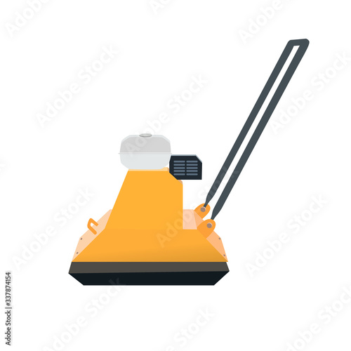 Sand compactor. Sand-laying machine for artificial grass. Construction Materials. Leveler. Construction Materials. Vector illustration. White background.