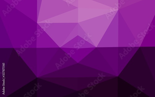 Dark Purple vector low poly cover. Triangular geometric sample with gradient. Triangular pattern for your business design.