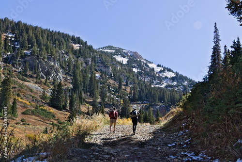 Hiking in season's first snow in the Wasatch Mountains