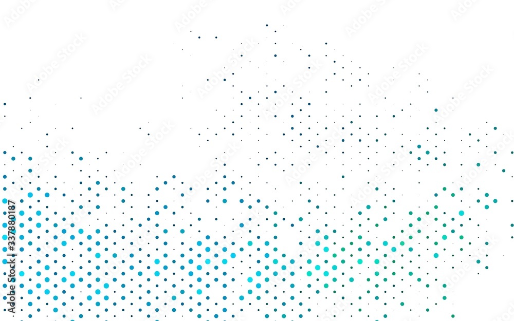 Light Blue, Green vector backdrop with dots. Blurred decorative design in abstract style with bubbles. Design for posters, banners.