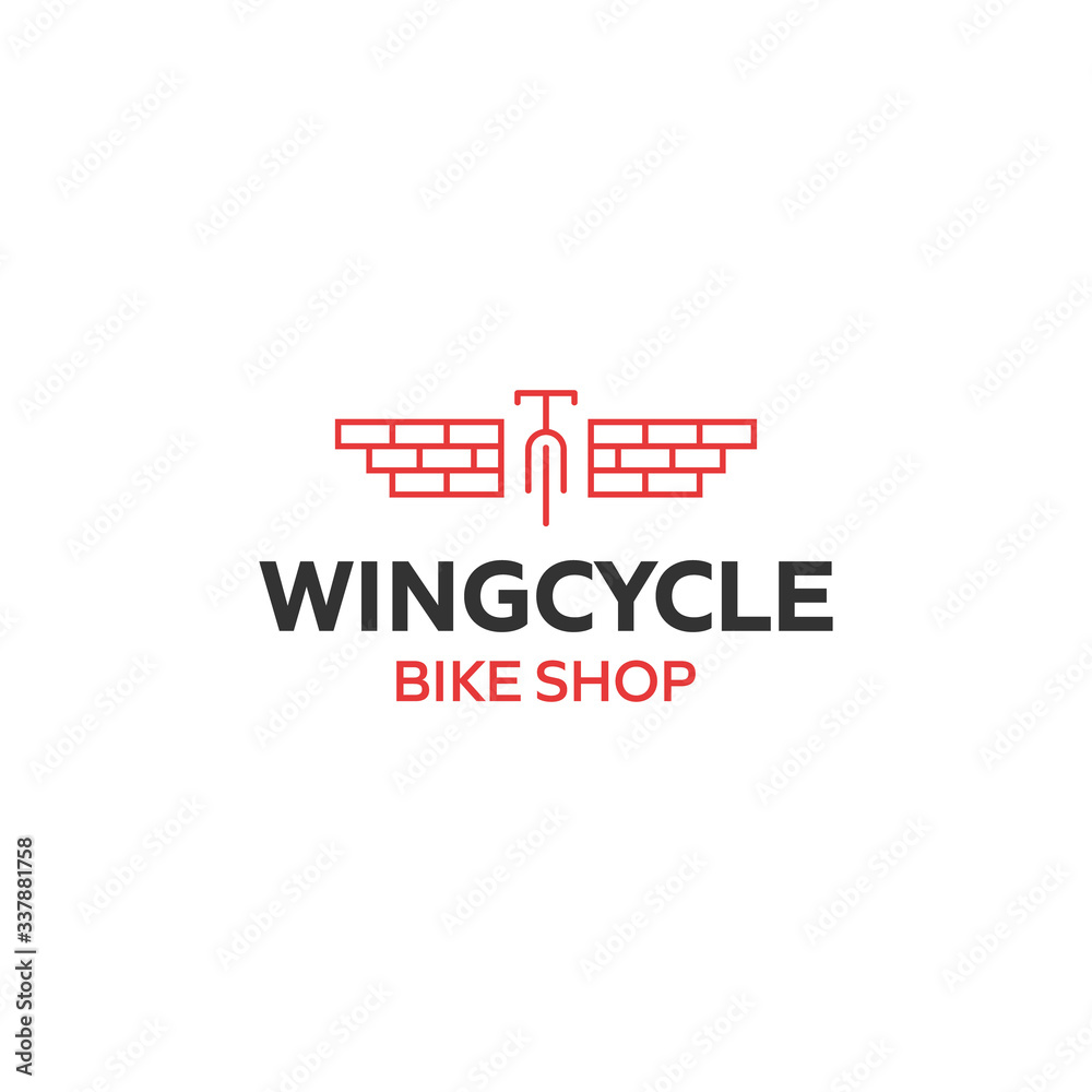 Wing Bicycle Brick Logo Design Industry Agency Business Vector