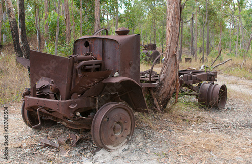 The remains of machinery at the old historical Batavia gold fields in Cape York Queensland, Australia.