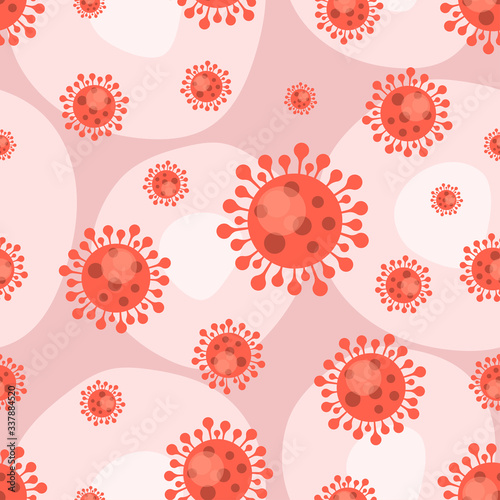 Red virus seamless pattern medical background