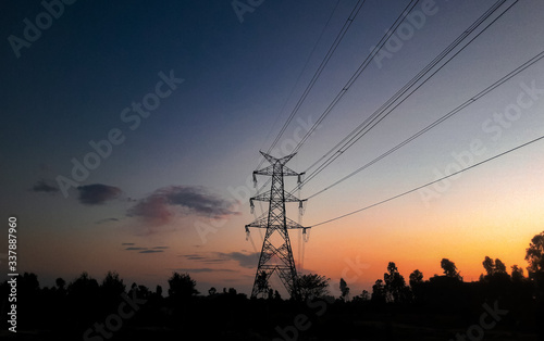 Power lines at sunset © Marshal