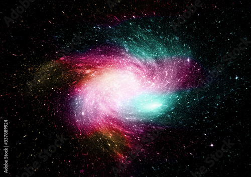 Stars  dust and gas nebula in a far galaxy