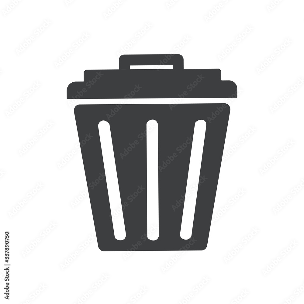 Trash can icon thin line for web and mobile, modern minimalistic flat design. Vector dark grey icon on light grey background. Trash can icon thin line for web and mobile, modern minimalistic flat design. Vector dark grey icon on light grey background.