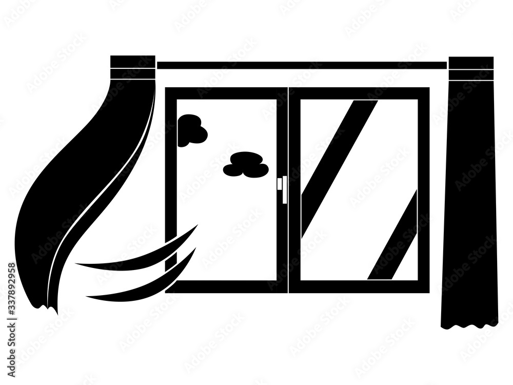 換気 窓 カーテン 雲 イラスト アイコン Stock Vector Adobe Stock