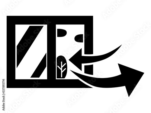 換気　窓　開放　矢印　入れ換え　イラスト　アイコン