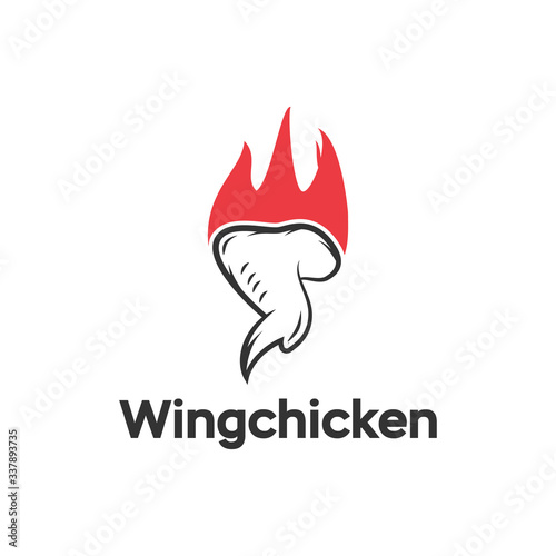 Simple Wing Chicken Cooking Flame Modern Logo Design Icon Vector