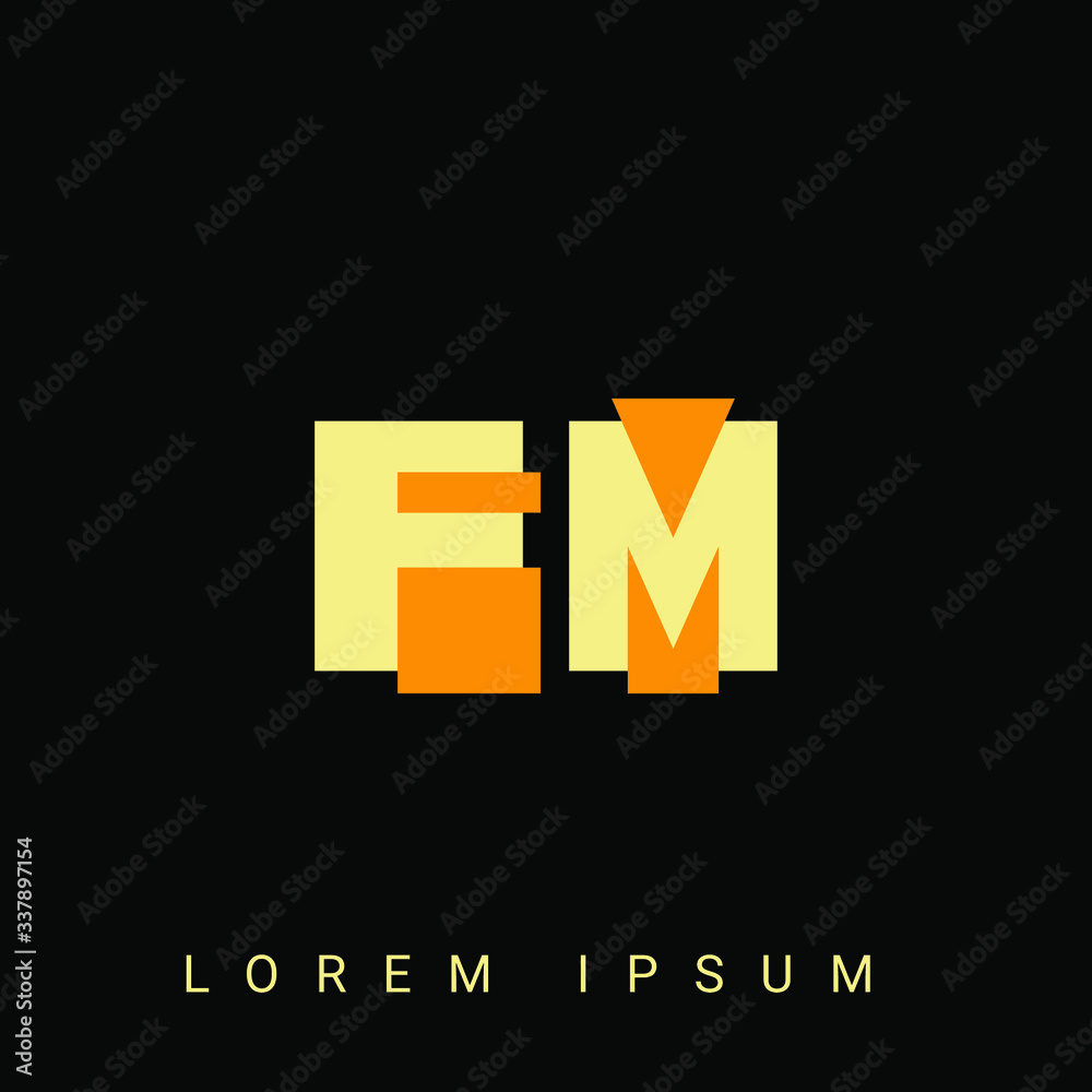Fototapeta premium Modern creative shaped FM, MF, F, M logo. Initial Logo Designs Templete with Black Background. Vector Illustration