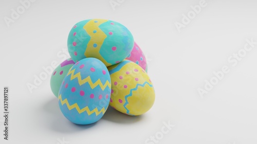 Five Colorful Painted Easter Eggs