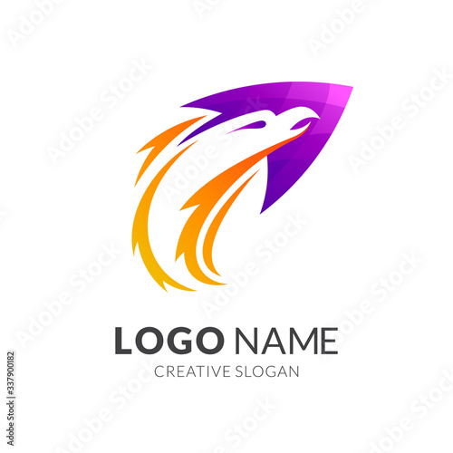 Arrow eagle head logo design. Fast phoenix logo
