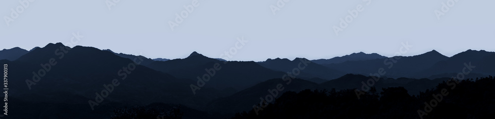 Continuous mountains. The mountain background of Chinese painting.