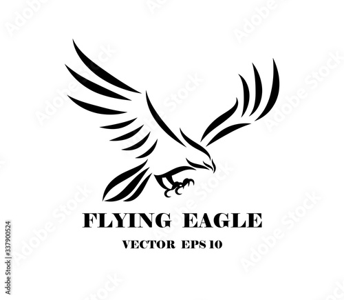 Line art vector logo of eagle that is flying.