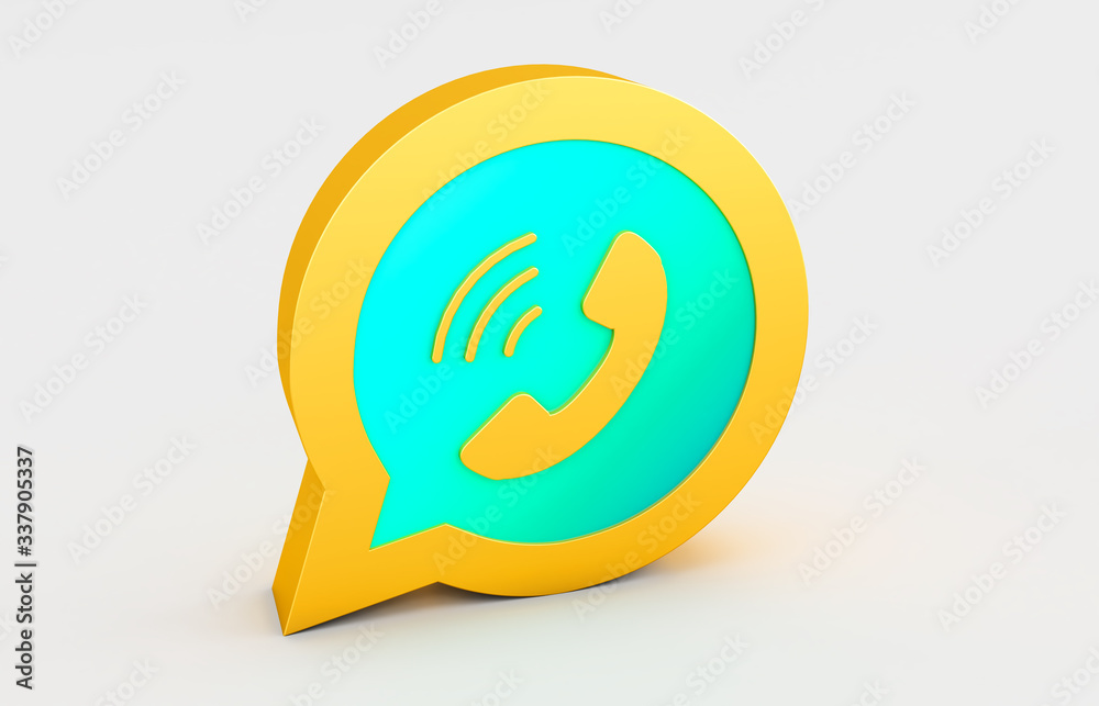 3d rendering of whatsapp golden logo isolated on white background 3d rendering of whatsapp golden logo isolated on white background