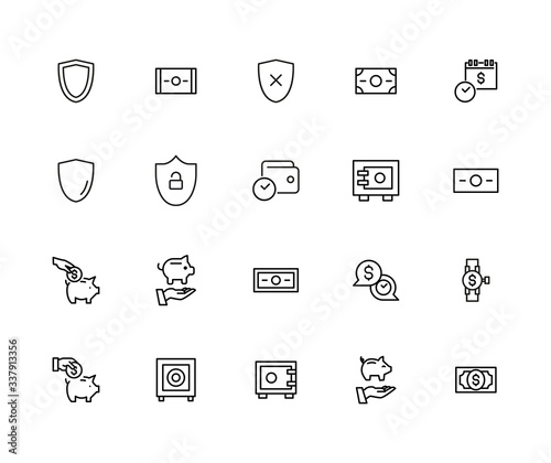 Simple set of insurance icons in trendy line style.