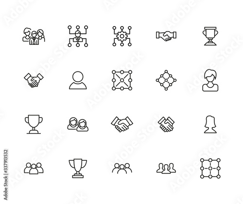 Simple set of leadership icons in trendy line style.