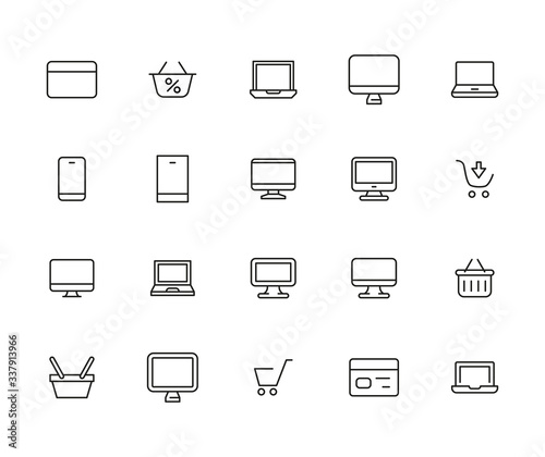 Modern thin line icons set of online shopping.