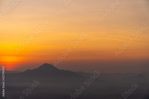 in the morning at Phutok hill view point, Chiangkhan, Loei Province, Thailand.